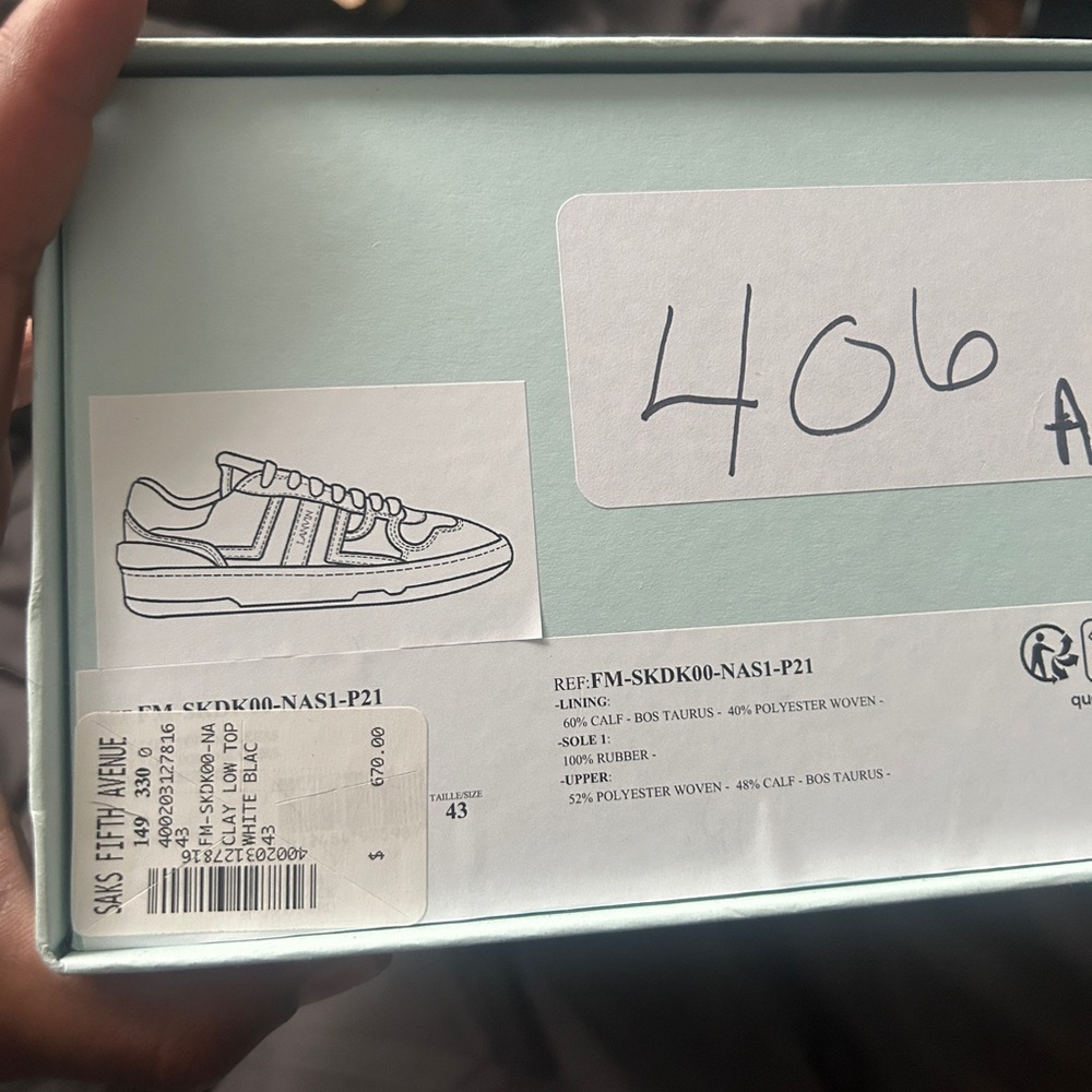 Lanvin White and Gray Men's Sneakers
